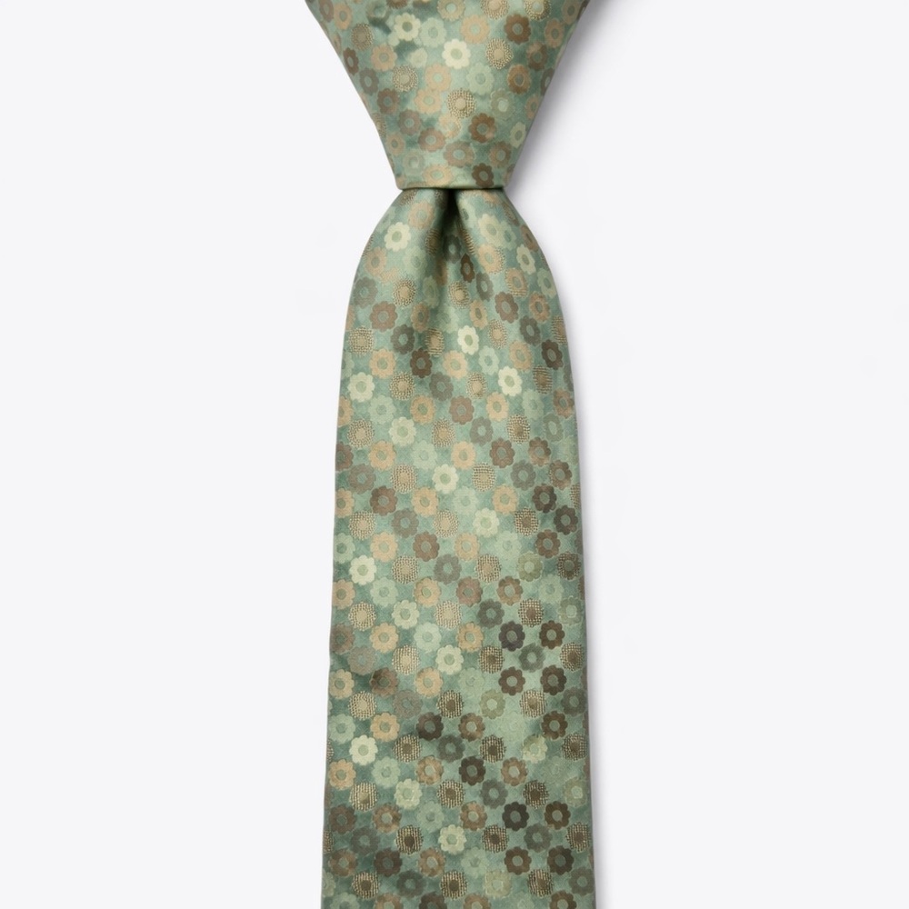 Perry Ellis Portfolio Green Floral Silk Tie | OS Modern Retro Menswear